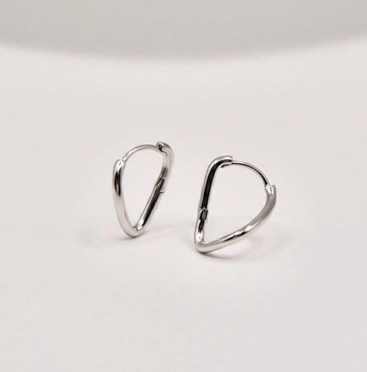 Abstract Silver Hoop Earrings - Modern Geometric Jewelry