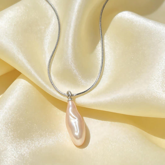 Baroque pearl pendant with S925 snake chain necklace
