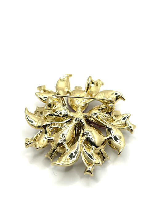 Purple Flower Brooch | Hand-Set Crystal Floral Brooch for Women | Vintage-Inspired Statement Jewelry Gift for Her