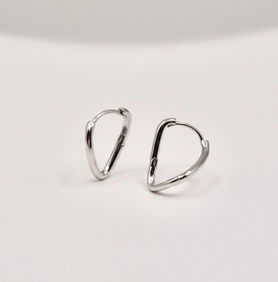 Abstract Silver Hoop Earrings - Modern Geometric Jewelry