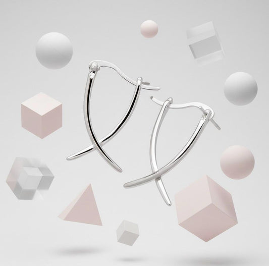S925 Silver Cross Earrings - Modern Elegant Design