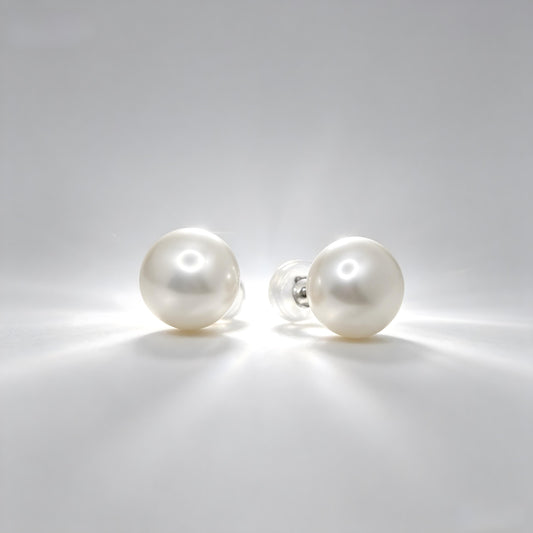 Genuine Freshwater Pearl Drop Earrings, Shining White, Solid S925 Silver Posts