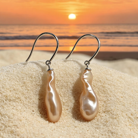 Baroque Pearl Drop Earrings, Natural Freshwater Irregular Dangle, S925 Sterling Silver Hooks