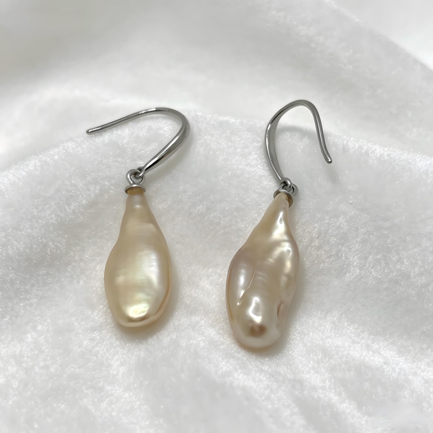 Baroque Pearl Drop Earrings, Natural Freshwater Irregular Dangle, S925 Sterling Silver Hooks