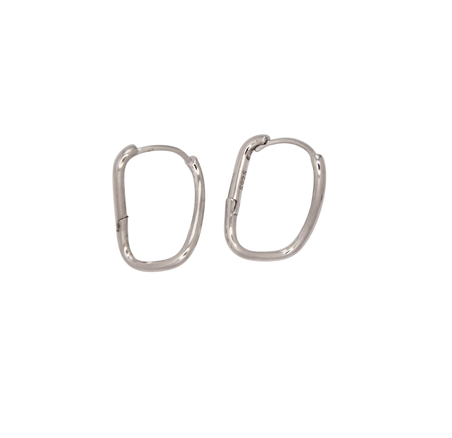 Abstract Silver Hoop Earrings - Modern Geometric Jewelry
