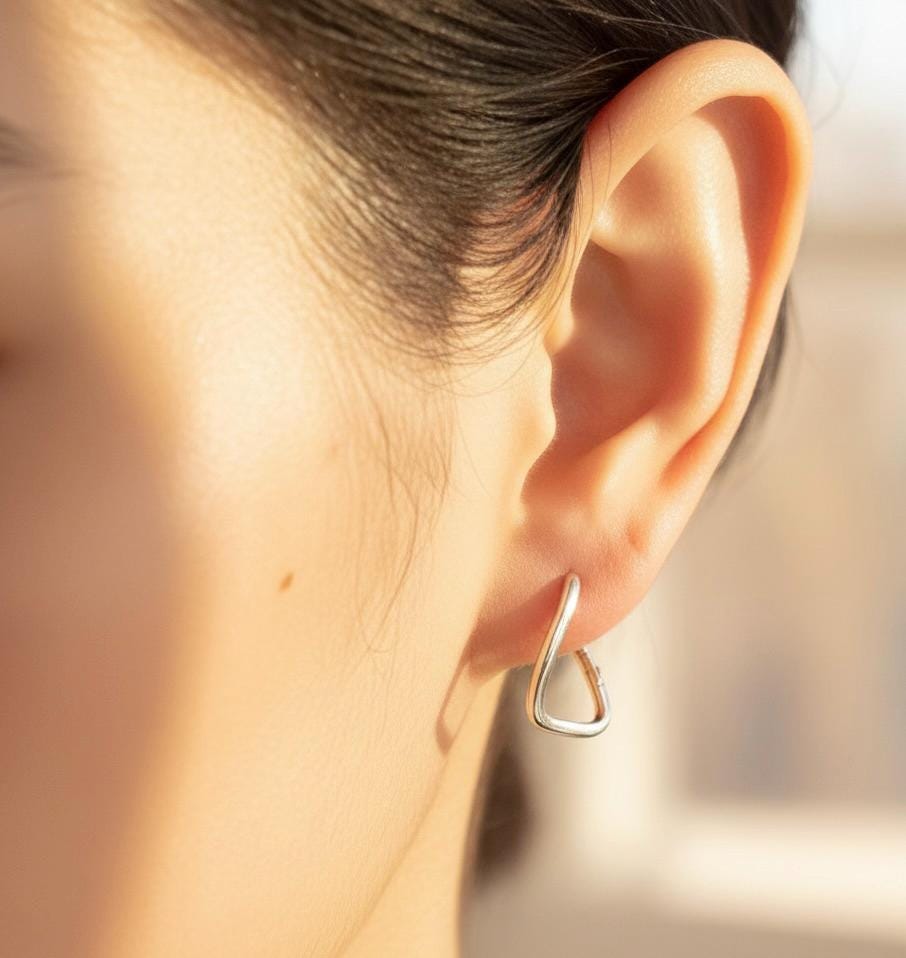 Abstract Silver Hoop Earrings - Modern Geometric Jewelry