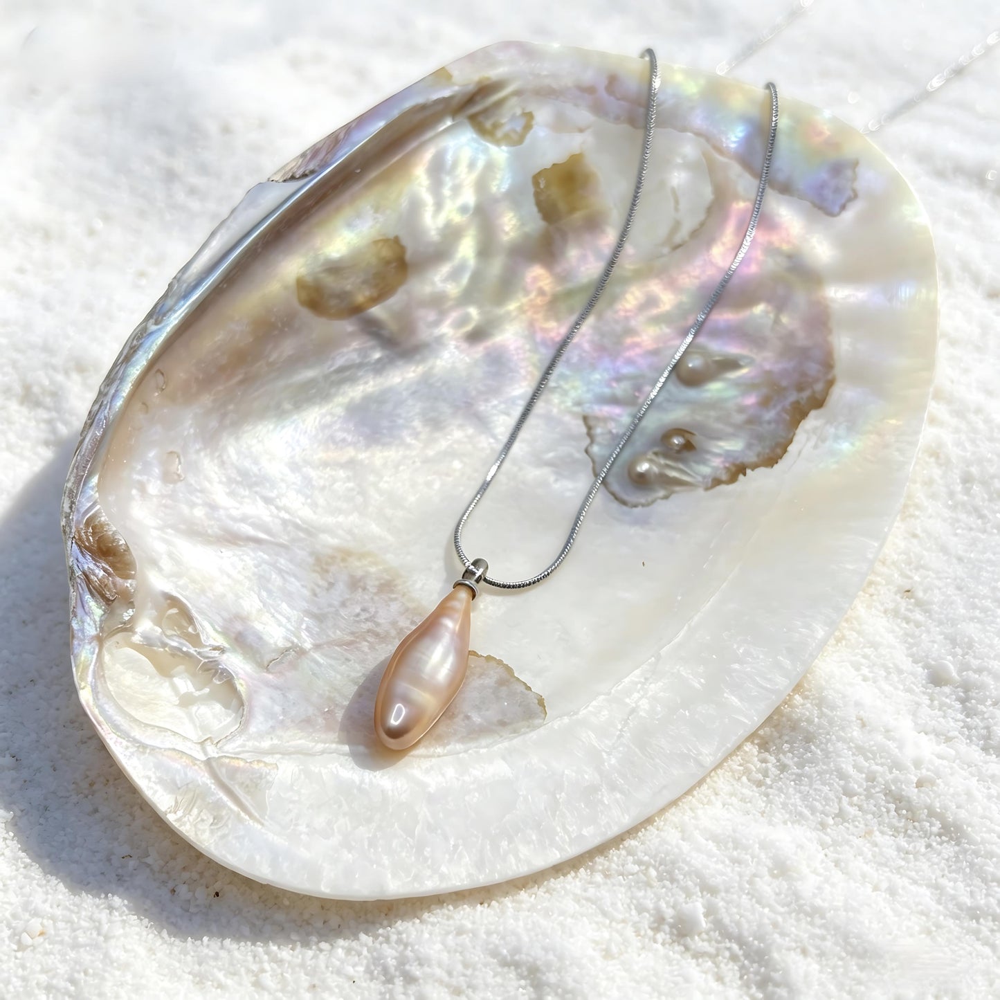 Baroque pearl pendant with S925 snake chain necklace