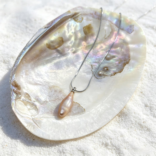 Baroque pearl pendant with S925 snake chain necklace