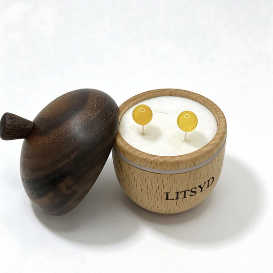 S925 Sterling Silver, Handmade 8mm Yellow Agate Nature Gemstone Stud S925 Earrings