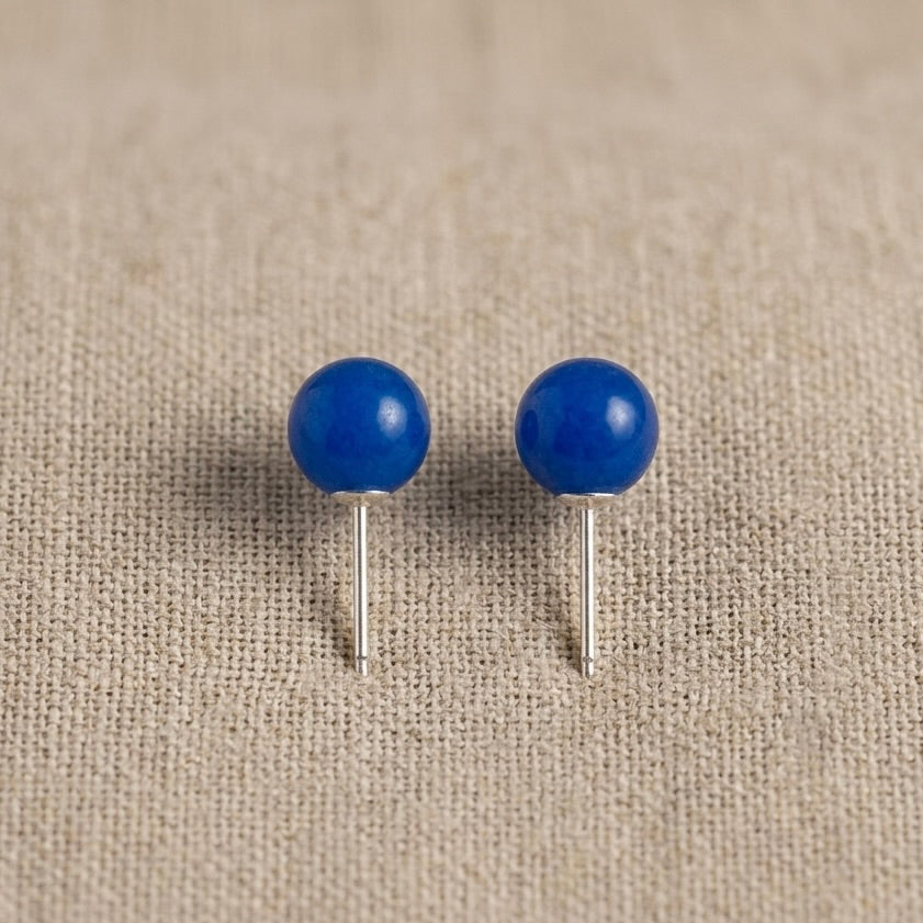 S925 Sterling Silver, Handmade 8mm Nature Gemstone Stud S925 Earrings