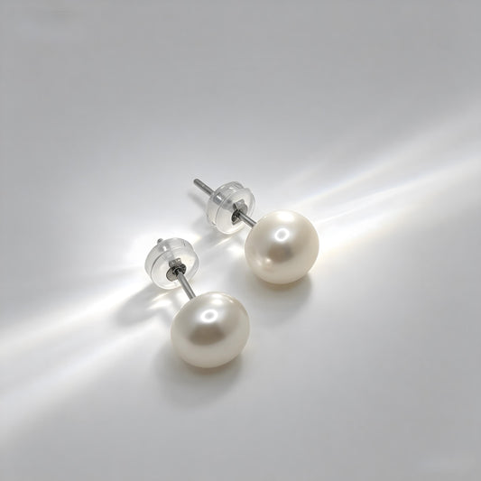 Genuine Freshwater Pearl Drop Earrings, Shining White, Solid S925 Silver Posts