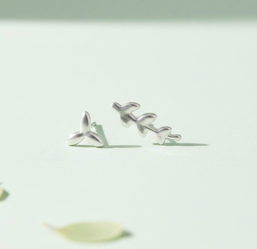 Asymmetric Leaf Earrings - Nature Inspired Jewelry