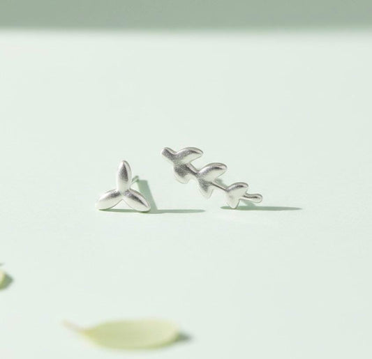 Asymmetric Leaf Earrings - Nature Inspired Jewelry