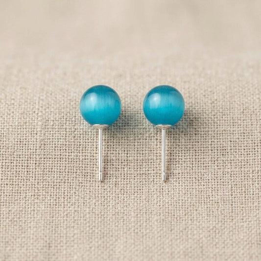 Handmade 8mm Nature Gemstone Stud Earrings