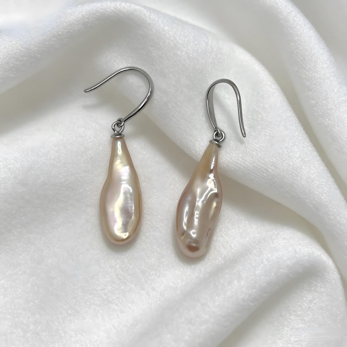 Baroque Pearl Drop Earrings, Natural Freshwater Irregular Dangle, S925 Sterling Silver Hooks