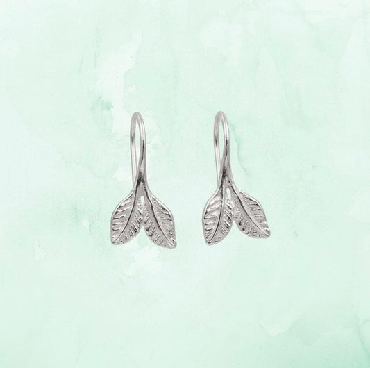 Delicate Leaves Earrings - Silver Finish, Nature Inspired