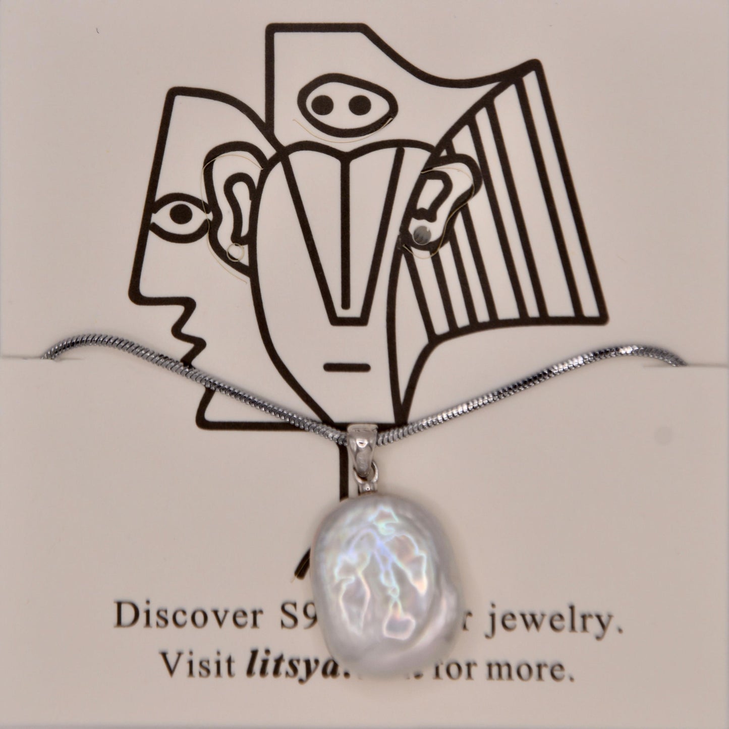 Baroque pearl pendant with S925 snake chain necklace
