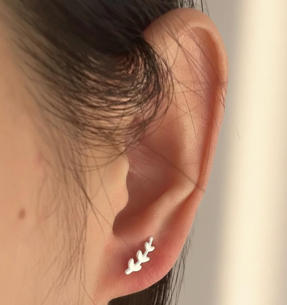S925 Sterling Silver, Asymmetric Leaf Earrings - Nature Inspired Jewelry