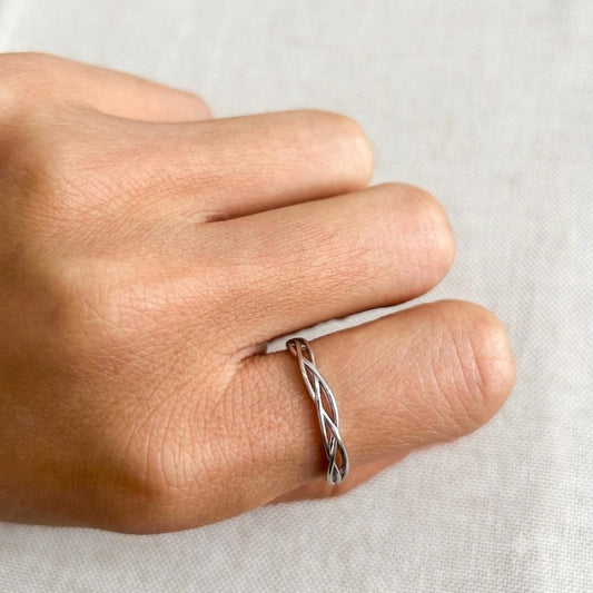 Net ring. S925 Sterling Silver, Modern Geometric Adjustable Ring, Architectural Band, Minimalist Jewelry