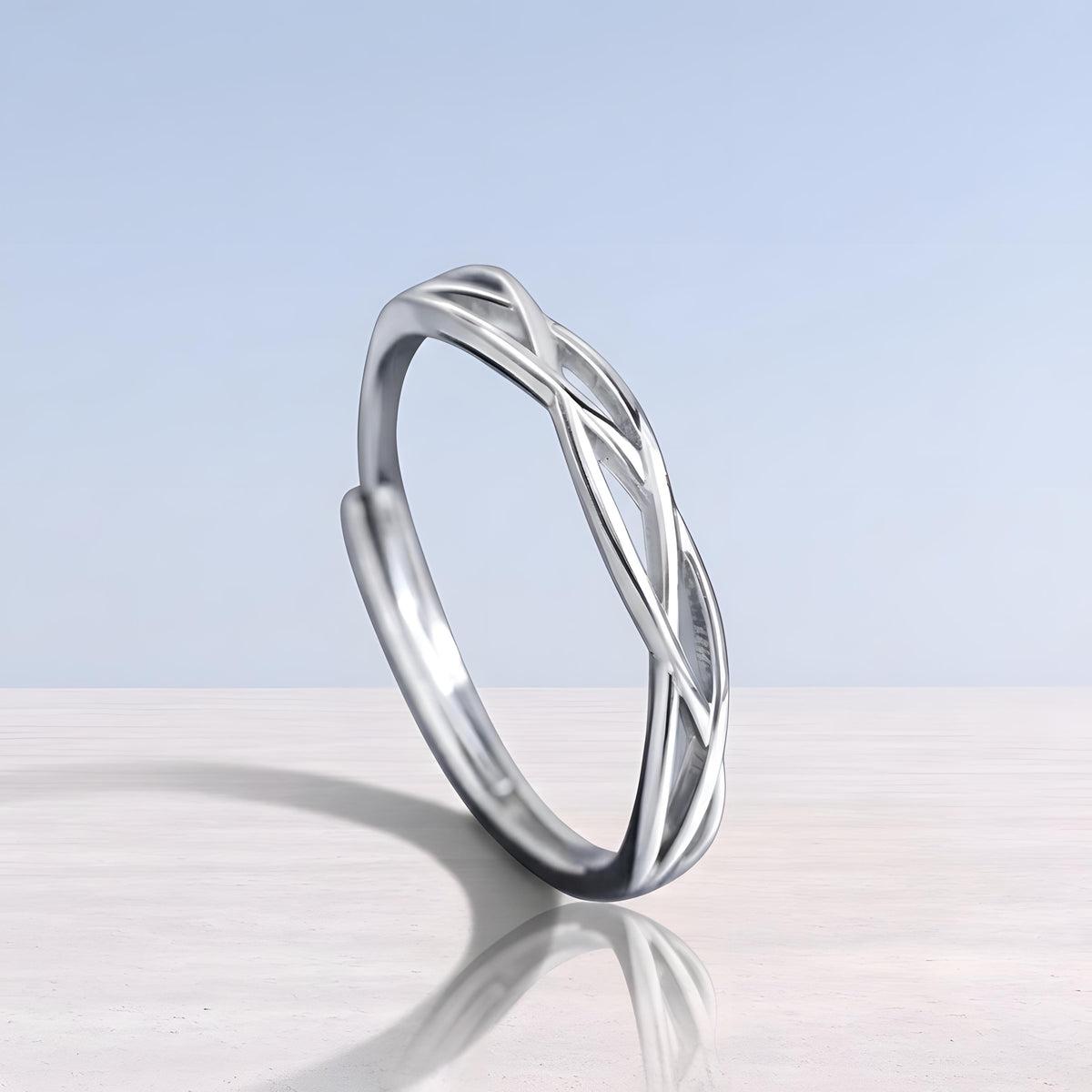 Net ring. S925 Sterling Silver, Modern Geometric Adjustable Ring, Architectural Band, Minimalist Jewelry