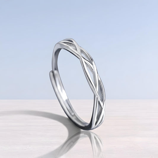 Net ring. S925 Sterling Silver, Modern Geometric Adjustable Ring, Architectural Band, Minimalist Jewelry