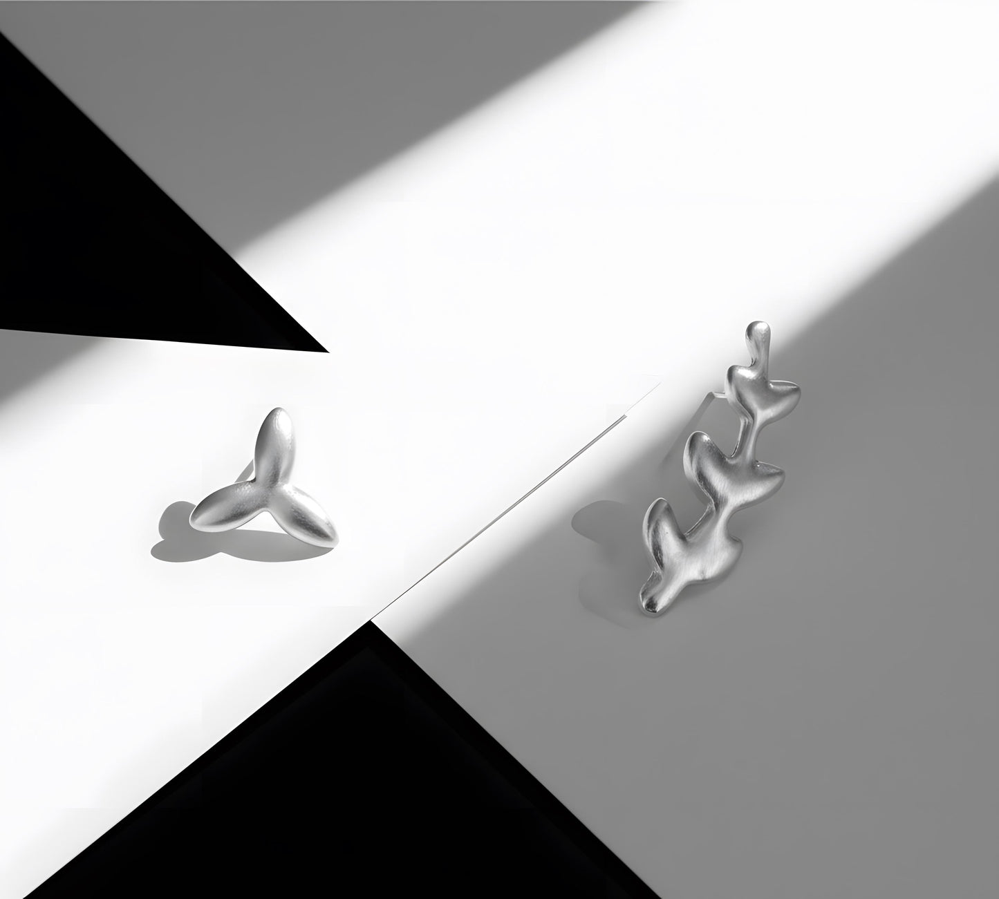 S925 Sterling Silver, Asymmetric Leaf Earrings - Nature Inspired Jewelry