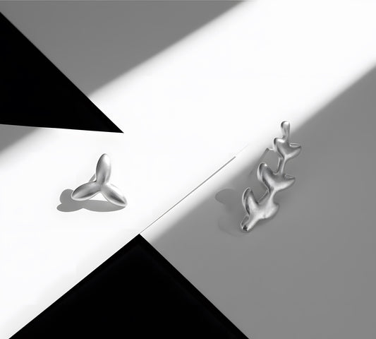S925 Sterling Silver, Asymmetric Leaf Earrings - Nature Inspired Jewelry