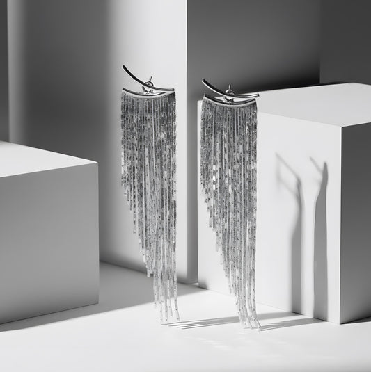 S925 Sterling Silver Tassel Earrings - Elegant Dangle Jewelry