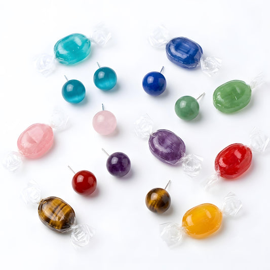 S925 Sterling Silver, Handmade 8mm Nature Gemstone Stud S925 Earrings