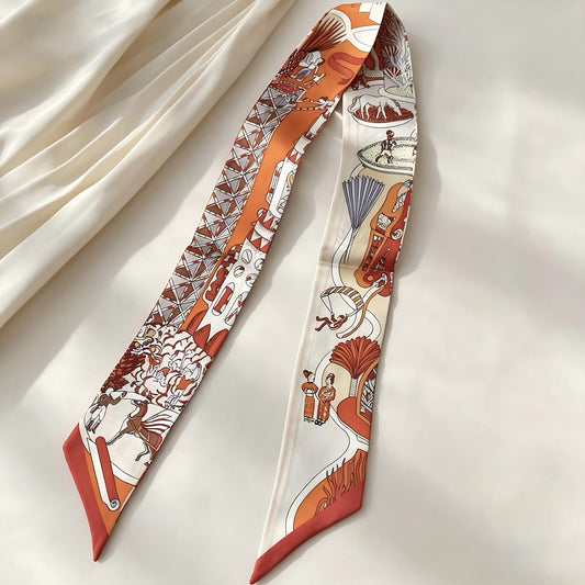 Playground, red. Mulberry Silk Scarf
