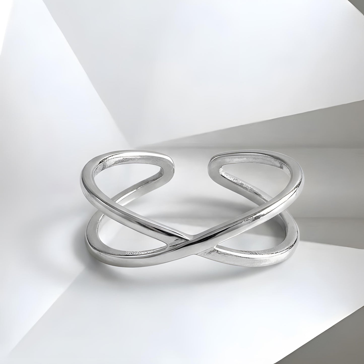 Cross ring. 925 Sterling Silver, Open Ring, Modern Geometric Line Design, Futuristic jewelry