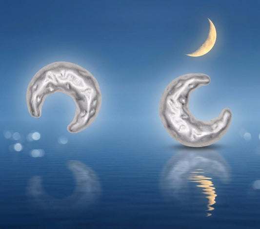 S925 Sterling Silver, Moon Stud Earrings, Celestial Earrings– Hammered earrings