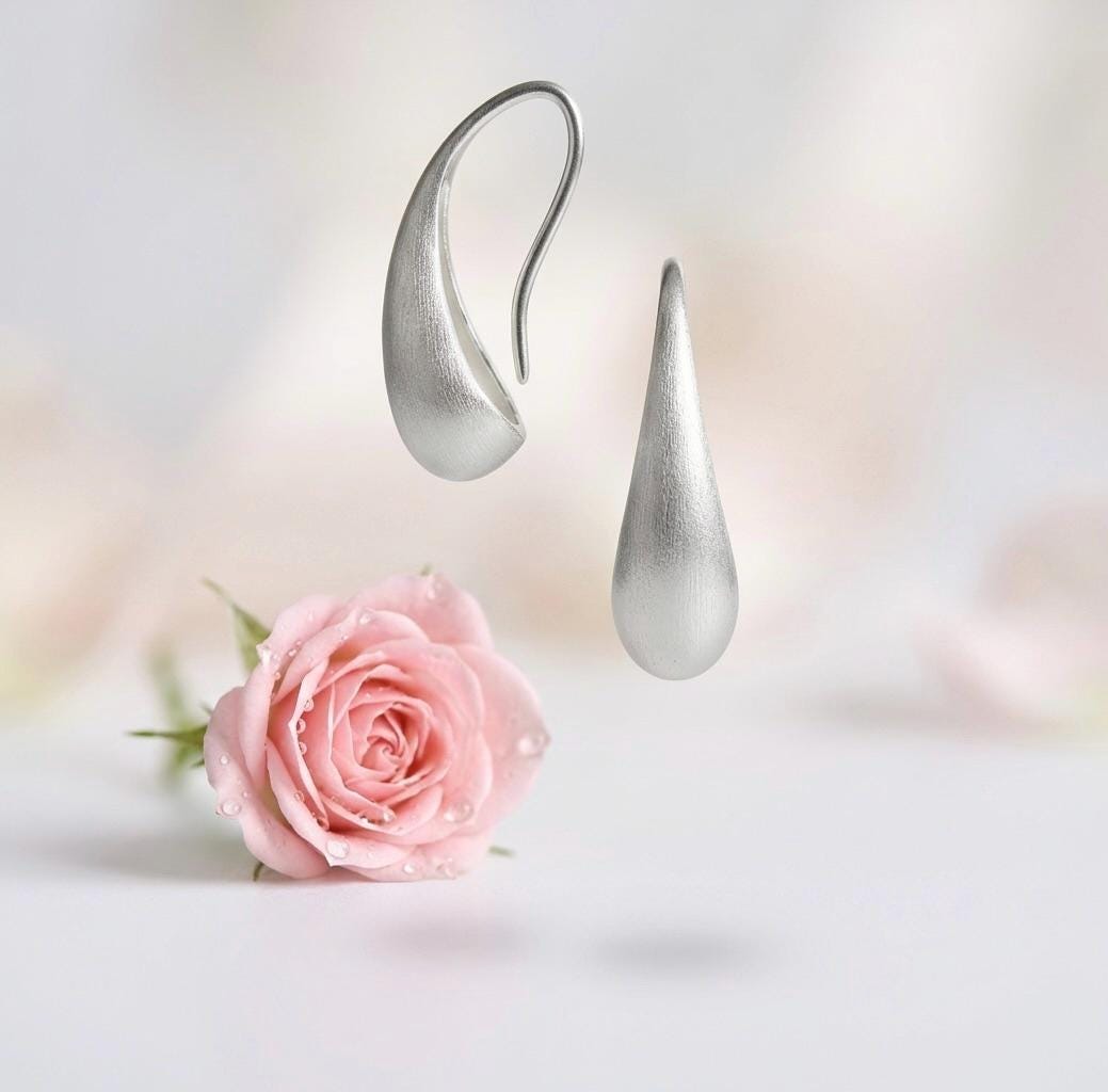 S925 Sterling Silver, Everyday jewelry, Big water drop earrings