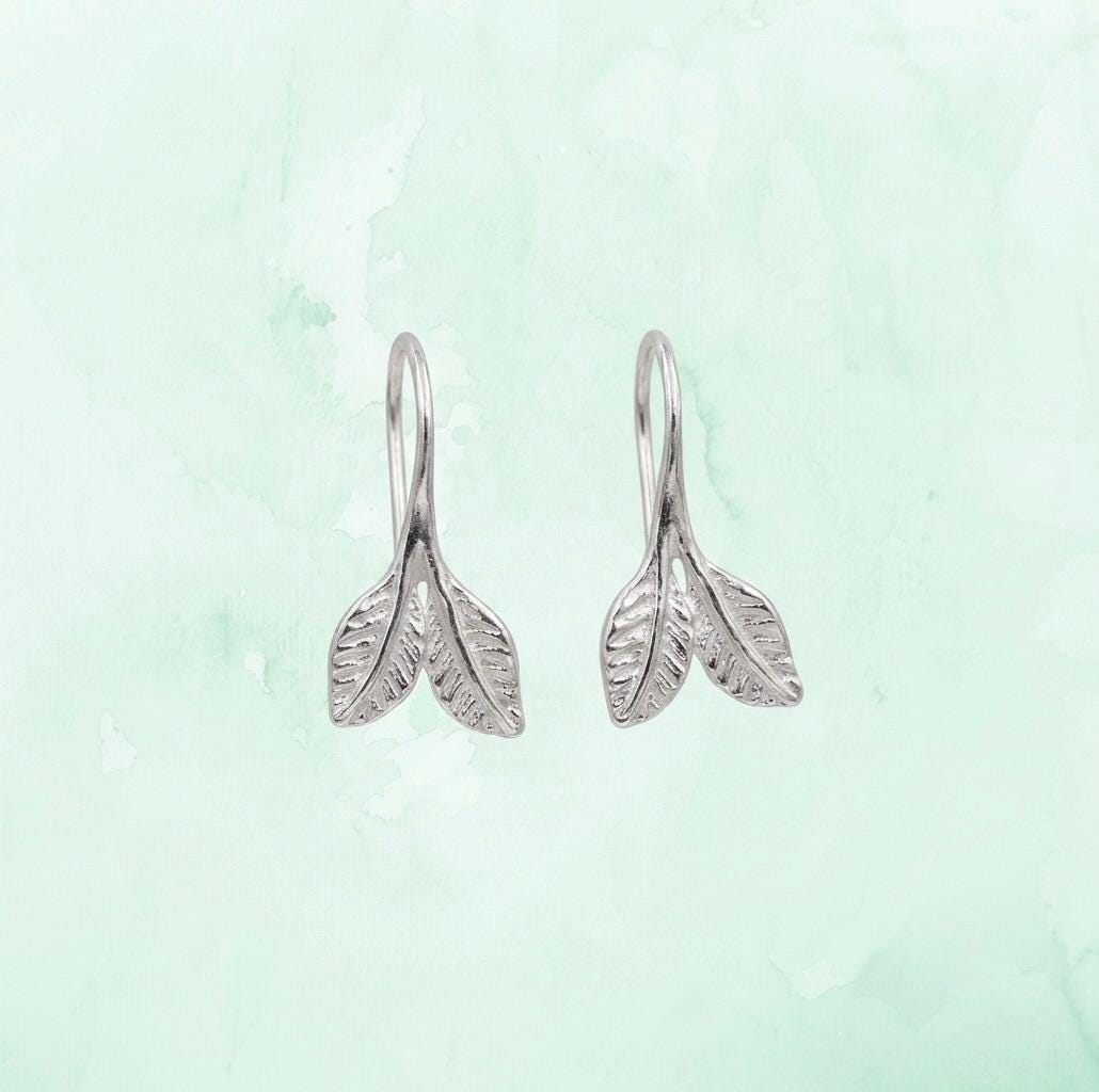Leaves. S999 Silver, Delicate Leaves Earrings, Nature Inspired