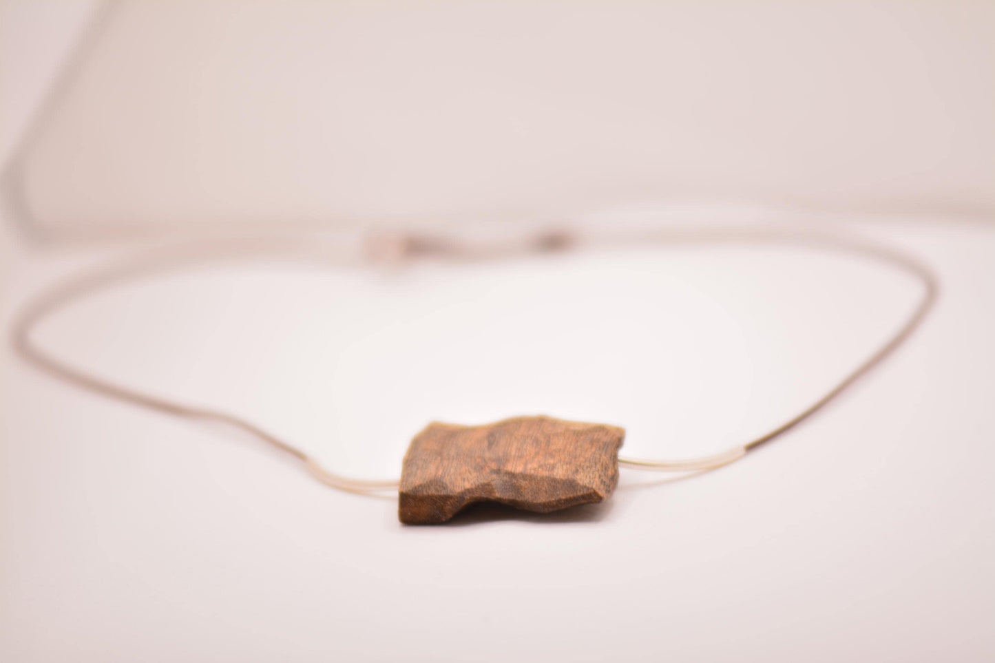 Handcrafted Vietnam Agarwood Oud Pendant Necklace, Sterling Silver, Genuine Leather Cord, Zen Wearable Art