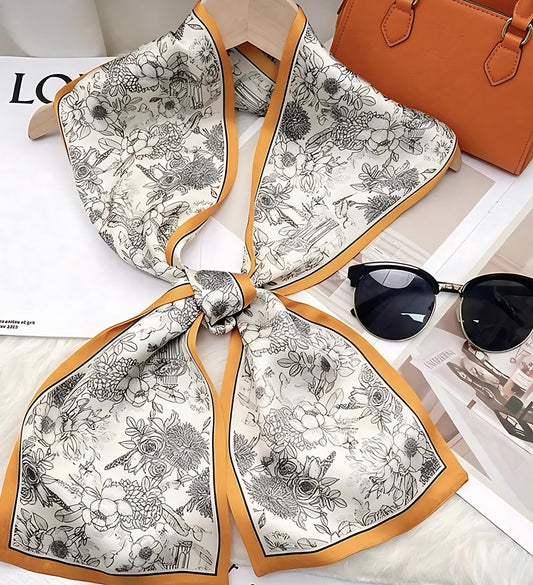 Orange fantasy. Double side Mulberry Silk long Scarf