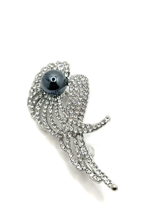 Wing Brooch| Hand-Set Crystal Floral Brooch for Women | Vintage-Inspired Statement Jewelry Gift for Her