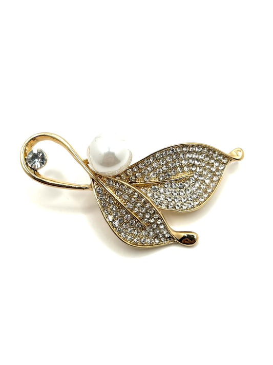 Leaves Brooch | Hand-Set Crystal Floral Brooch for Women | Vintage-Inspired Statement Jewelry Gift for Her