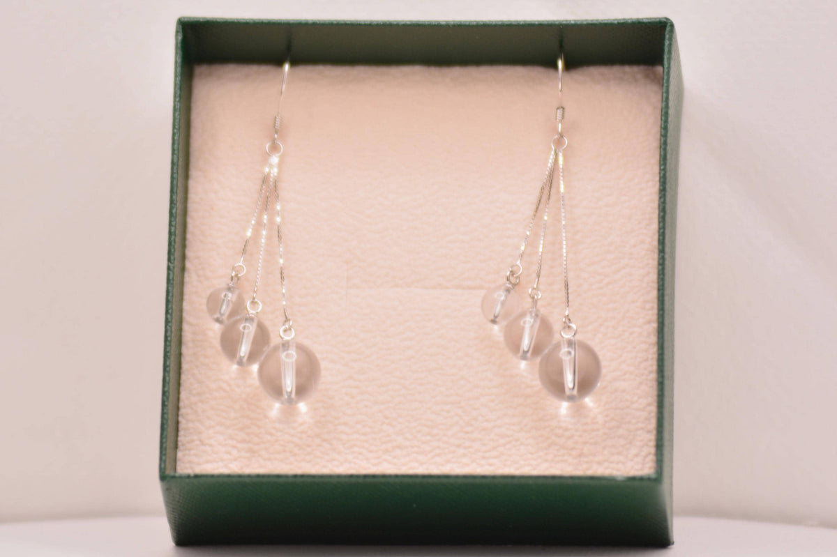 Sterling Silver Himalayas Crystal Ball Dangle Earrings, Whimsical Fairy Core Jewelry