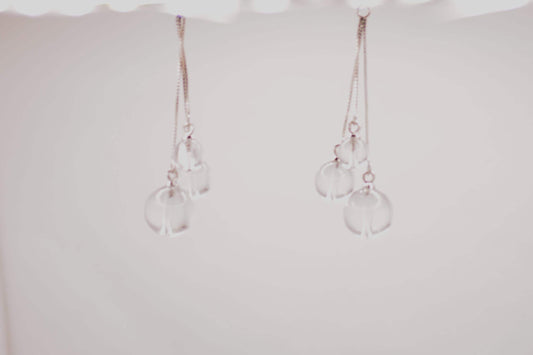 Sterling Silver Himalayas Crystal Ball Dangle Earrings, Whimsical Fairy Core Jewelry