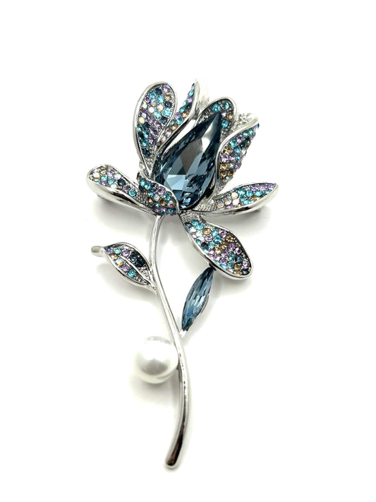 Luxury Flower Brooch| Hand-Set Crystal Floral Brooch for Women | Vintage-Inspired Statement Jewelry Gift for Her