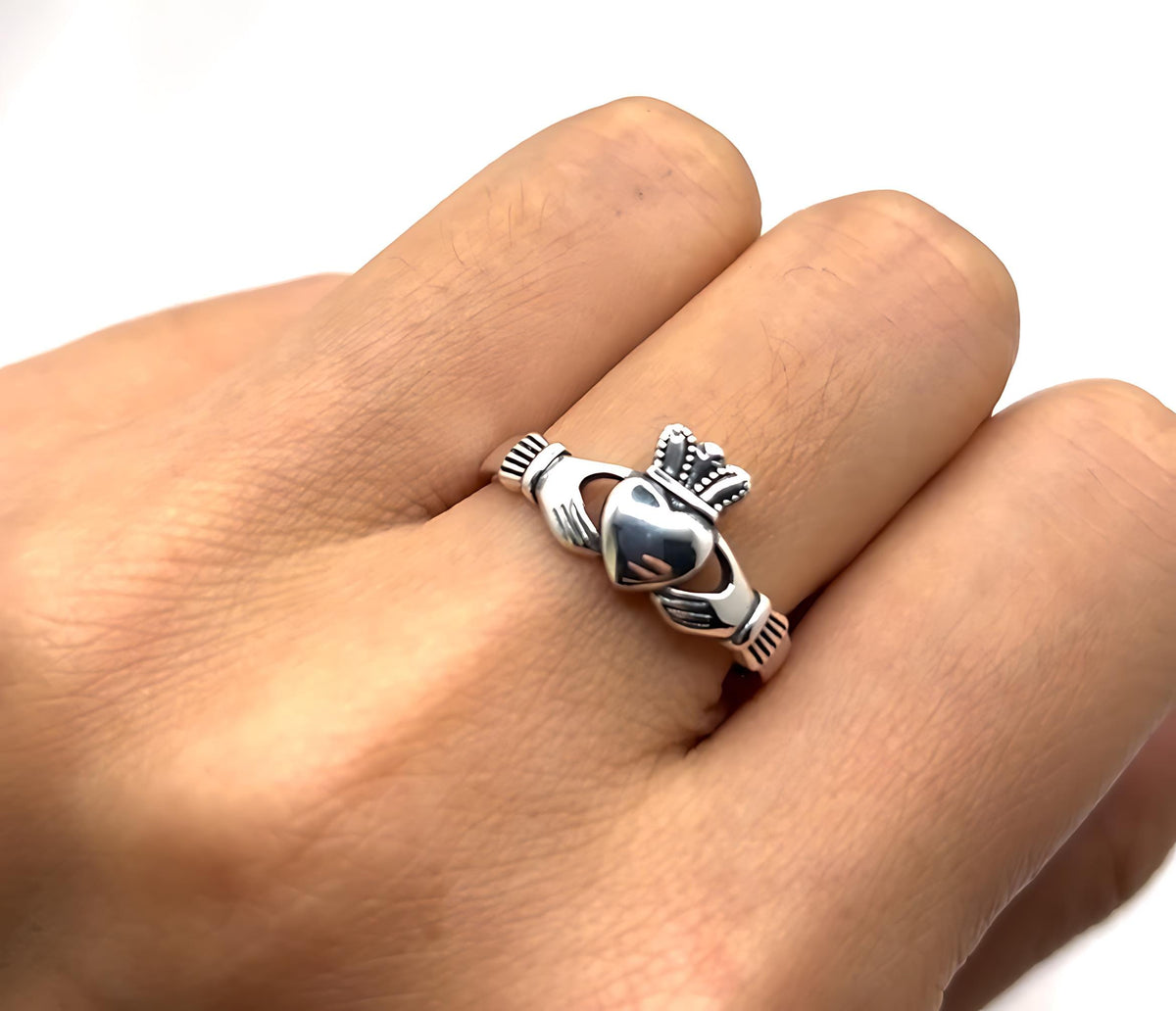 925 Sterling Silver Claddagh Ring | Handmade Enamel Heart Crown Ring | Affordable Luxury Irish Jewelry