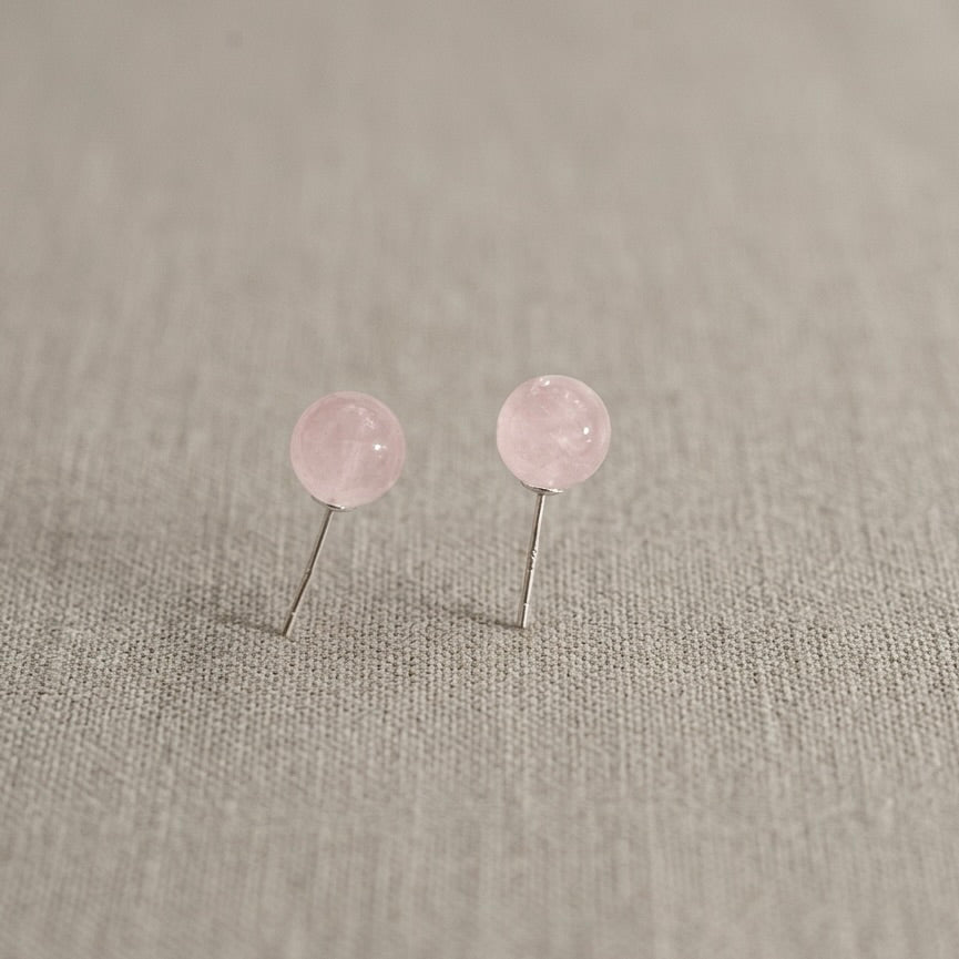 S925 Sterling Silver, Handmade 8mm Nature Gemstone Stud S925 Earrings