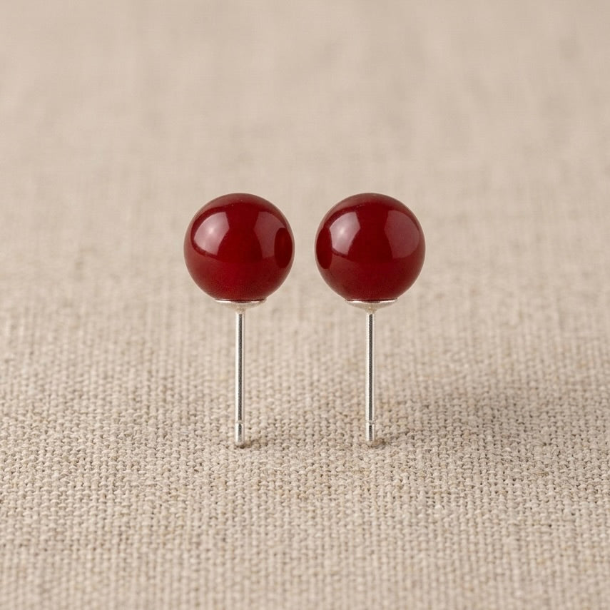 S925 Sterling Silver, Handmade 8mm Nature Gemstone Stud S925 Earrings
